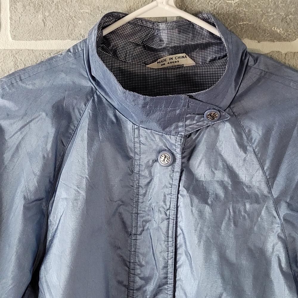 British Mist Full Length Light Blue Vintage Spring Rain Trench Coat Women's 3/4 - Picture 6 of 16